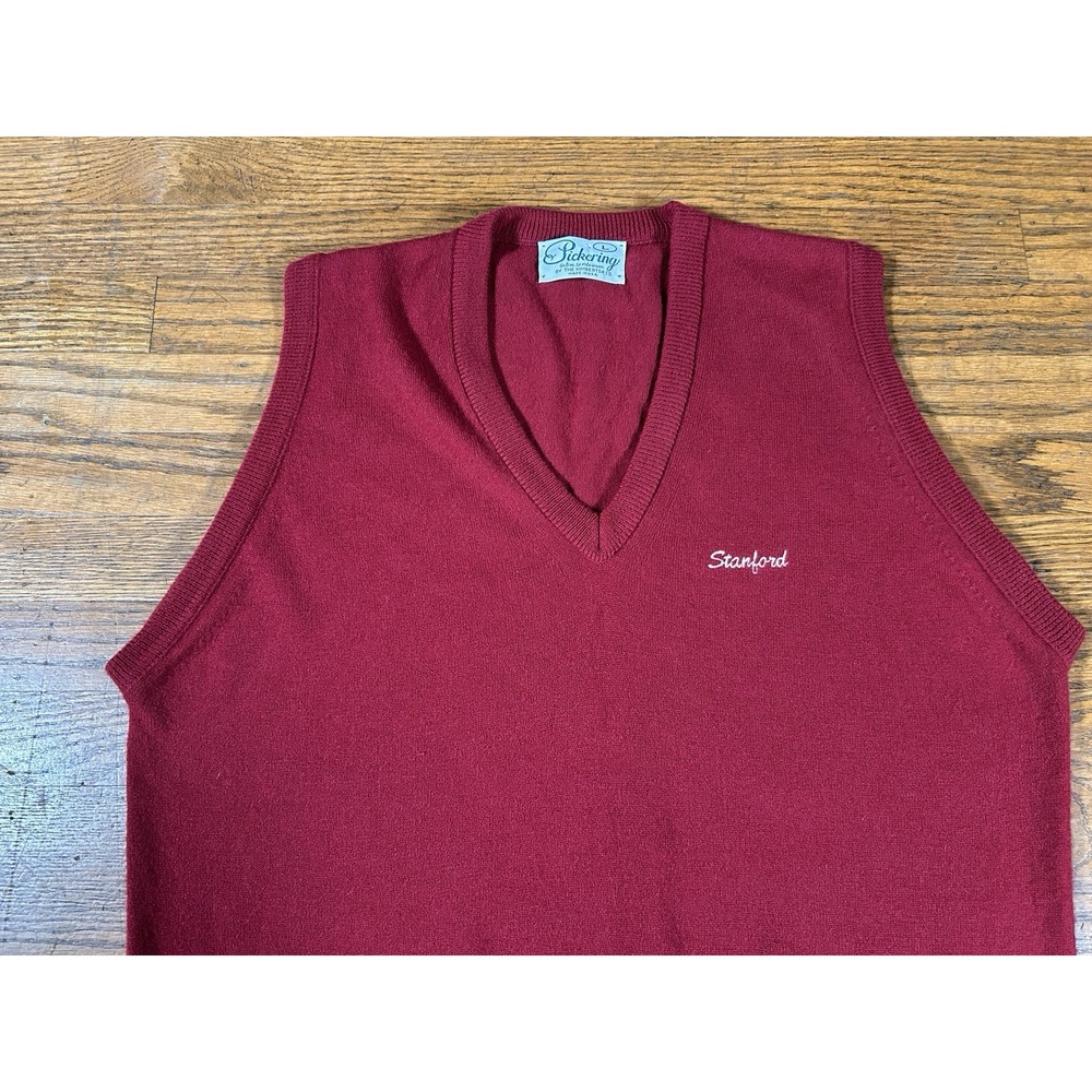 Pickering Mens Active Sportswear Sweater Vest Red Stanford size L Made in USA